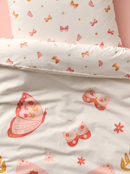 Duvet Cover & Pillowcase Set with Recycled Cotton, FLIGHT printed pink - vertbaudet enfant 