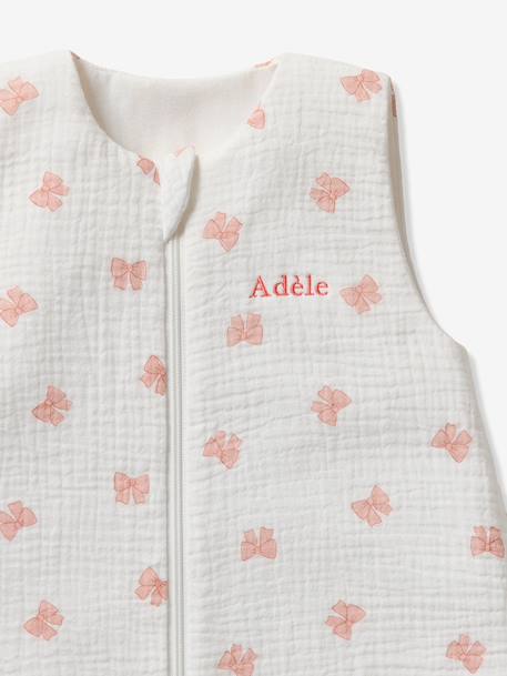 Customisable summer baby sleeping bag with central opening in cotton muslin, NOEUDS printed white - vertbaudet enfant 