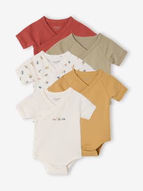Baby-Bodysuits-Pack of 5 newborn bodysuit tractor organic cotton 