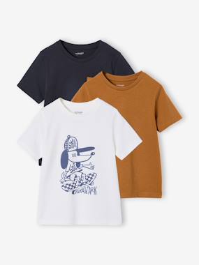 Lot 3 T-shirt manches courtes - vertbaudet enfant Garçon-T-shirt, polo, sous-pull-T-shirt-Lot 3 T-shirt manches courtes