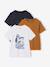 Pack of 3 short-sleeved t-shirts almond green+caramel+navy blue+petrol blue - vertbaudet enfant 
