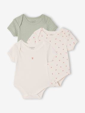 Baby-Pack of 3 short-sleeved pointelle bodysuits 