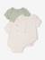 Pack of 3 short-sleeved pointelle bodysuits sage green - vertbaudet enfant 