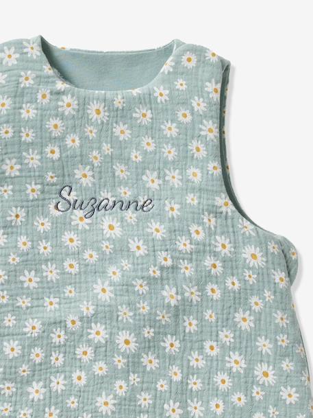 Customisable summer baby sleeping bag MARGUERITE in cotton gauze printed blue - vertbaudet enfant 