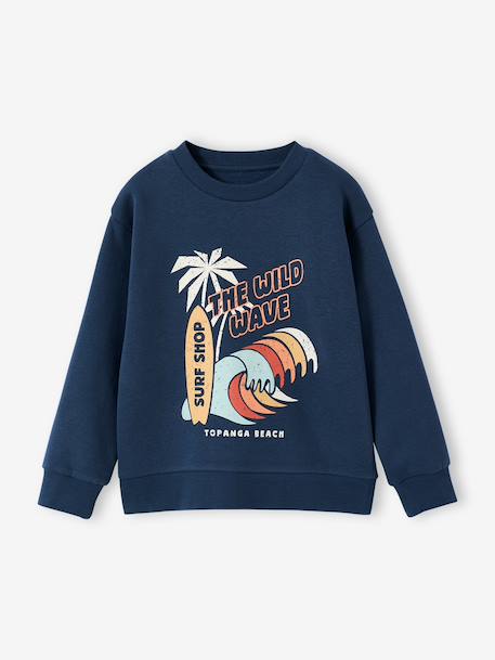Boys’ Brushed Fleece Sweatshirt night blue+olive - vertbaudet enfant 