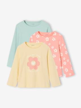 Lot de 3 t-shirts fille fantaisie manches longues - vertbaudet enfant Fille-T-shirt, sous-pull-T-shirt-Lot de 3 t-shirts fille fantaisie manches longues