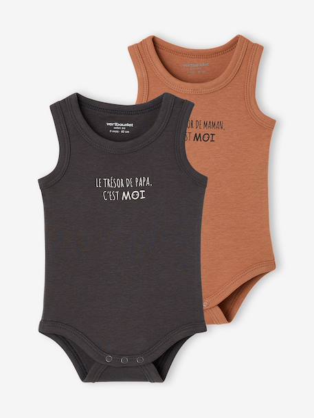 Lot de 2 bodies garçon coton biologique anthracite - vertbaudet enfant 