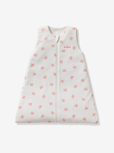 Customisable summer baby sleeping bag with central opening in cotton muslin, NOEUDS printed white - vertbaudet enfant 