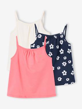 Lot de 3 débardeurs fille à fines bretelles - vertbaudet enfant Fille-T-shirt, sous-pull-T-shirt-Lot de 3 débardeurs fille à fines bretelles