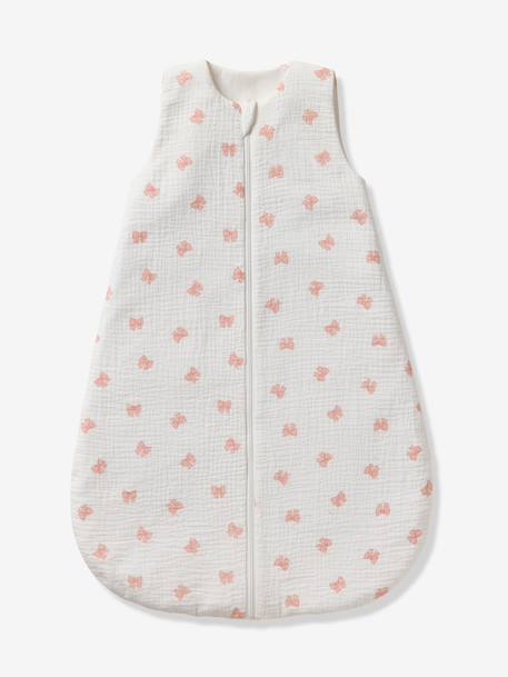 Customisable summer baby sleeping bag with central opening in cotton muslin, NOEUDS printed white - vertbaudet enfant 