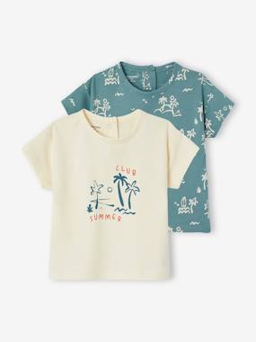 Baby-T-shirts & Roll Neck T-Shirts-T-shirts-Pack of 2 short-sleeved t-shirts for babies 