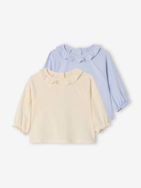 Baby-T-shirts & Roll Neck T-Shirts-Pack of 2 long-sleeved t-shirts with ruffles 