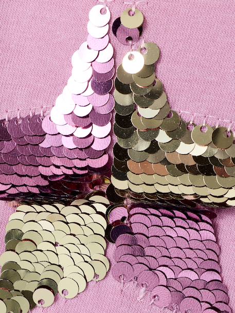 T-Shirt with Sequinned Motif, for Girls aqua green+ecru+lilac - vertbaudet enfant 