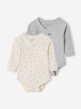 Baby-Bodysuits-Pack of 2 long-sleeved baby bodysuits 