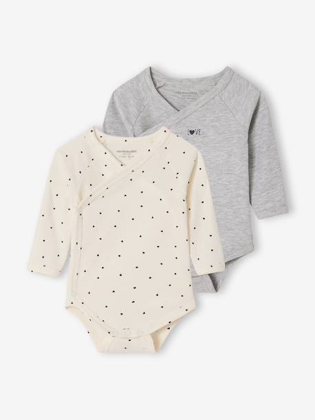 Pack of 2 long-sleeved baby bodysuits ecru - vertbaudet enfant 