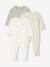 Pack of 3 Organic Cotton Sleepsuits for Babies beige+ecru+sage green - vertbaudet enfant 
