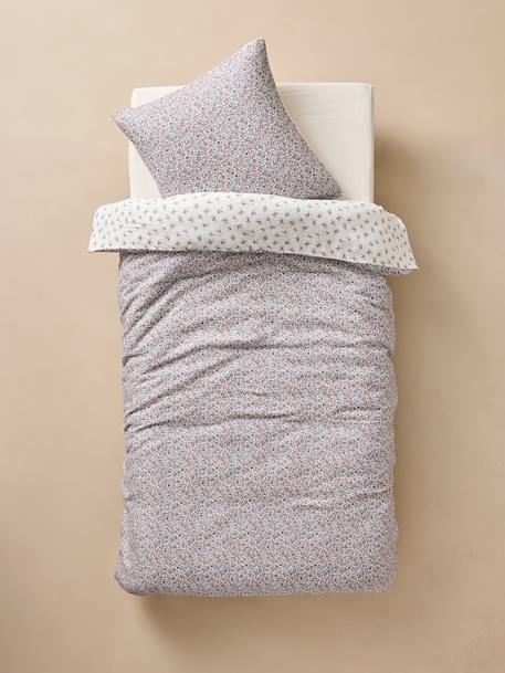 Duvet cover and pillowcase set in RETRO FLOWERS cotton gauze, with recycled cotton printed pink - vertbaudet enfant 