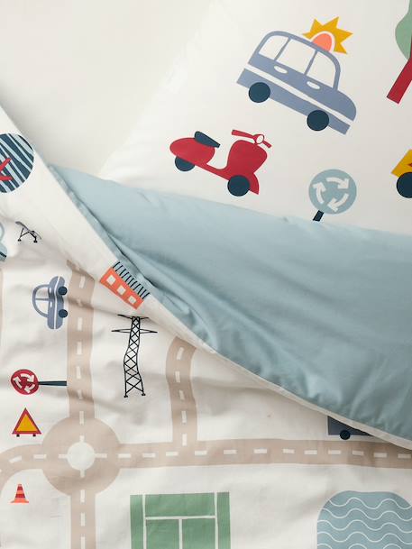 Magicouette CIRCUIT VOITURE bedding set, with recycled cotton printed white - vertbaudet enfant 