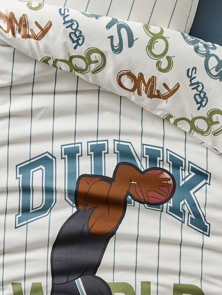 Duvet Cover & Pillowcase Set with Recycled Cotton, BASKETBALL ecru - vertbaudet enfant 