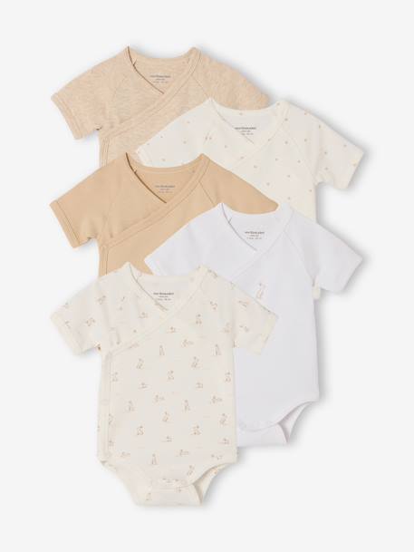 Pack of 5 short-sleeved rabbit bodysuit for babies marl grey - vertbaudet enfant 