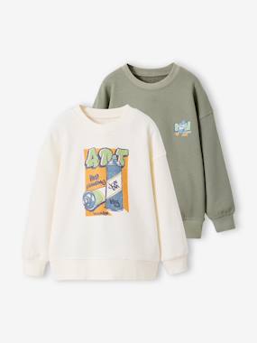 Boys-Cardigans, Jumpers & Sweatshirts-Sweatshirts & Hoodies-Pack of 2 long-sleeved boy's sweatshirts 