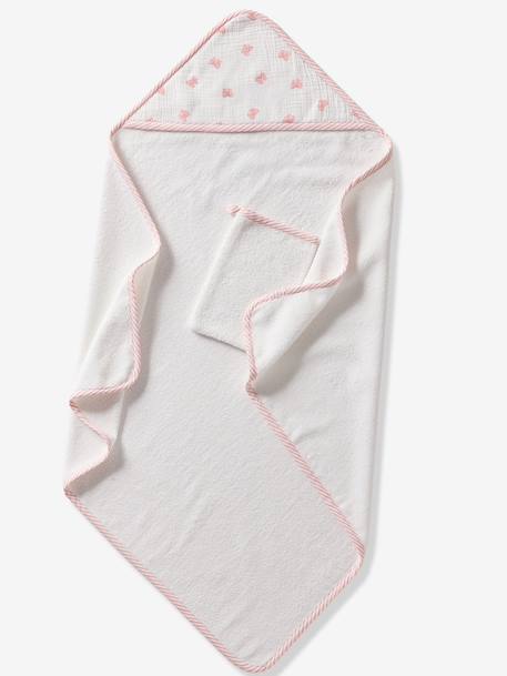 Cape de bain personnalisable et gant de toilette NOEUDS blanc imprimé - vertbaudet enfant 