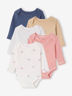 Baby-Pack of 5 long-sleeved whale bodysuits 