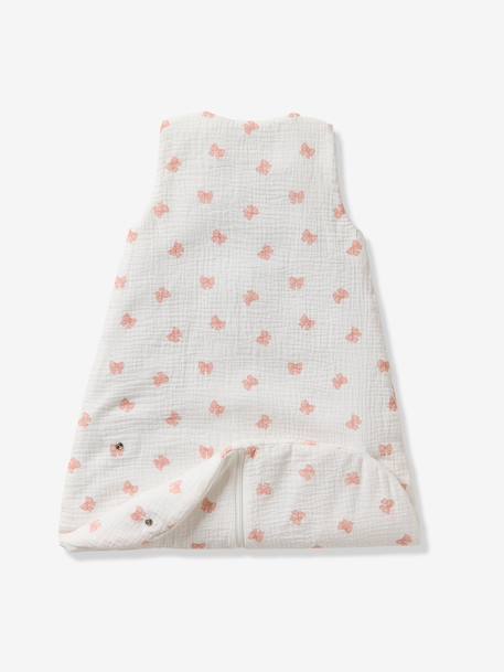 Customisable summer baby sleeping bag with central opening in cotton muslin, NOEUDS printed white - vertbaudet enfant 
