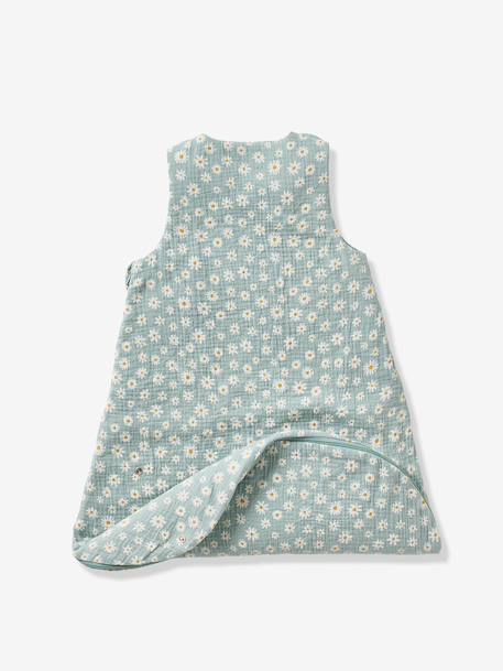 Customisable summer baby sleeping bag MARGUERITE in cotton gauze printed blue - vertbaudet enfant 