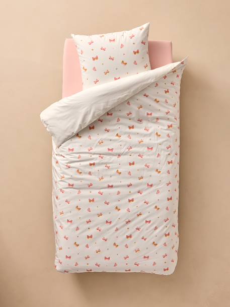 Duvet Cover & Pillowcase Set with Recycled Cotton, FLIGHT printed pink - vertbaudet enfant 