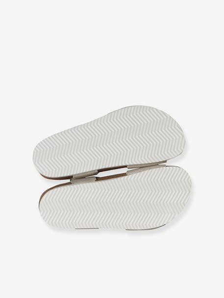 Leather sandals with double buckles gold+pale pink - vertbaudet enfant 