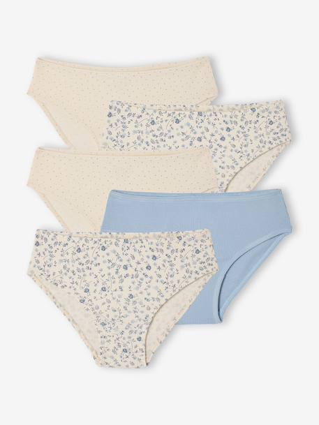 Pack of 5 girls' ribbed briefs ecru - vertbaudet enfant 