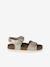 Leather sandals with double buckles gold+pale pink - vertbaudet enfant 
