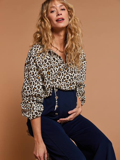 Leopard print nursing shirt ecru - vertbaudet enfant 