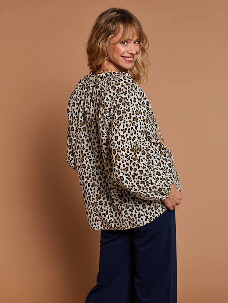 Leopard print nursing shirt ecru - vertbaudet enfant 