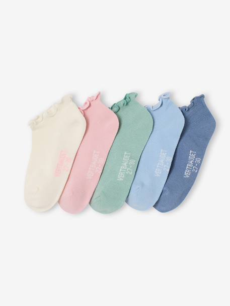 Pack of 5 pairs of girls' ankle socks sky blue - vertbaudet enfant 