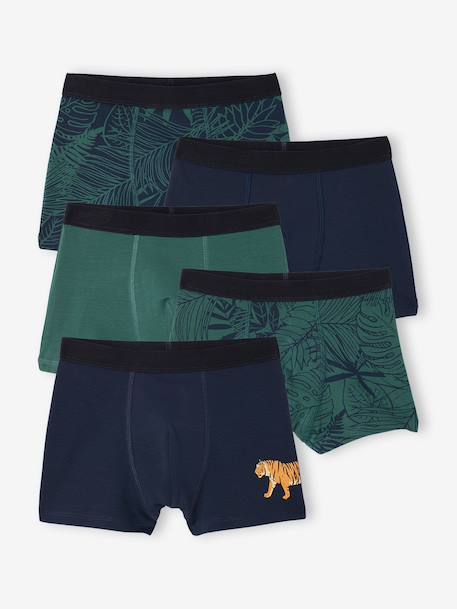 Pack of 5 jungle print boxers for boys English green - vertbaudet enfant 