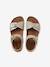 Leather sandals with double buckles gold+pale pink - vertbaudet enfant 