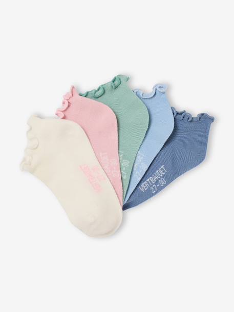 Pack of 5 pairs of girls' ankle socks sky blue - vertbaudet enfant 