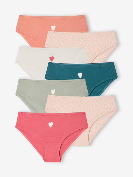 Lot 7 culottes fille cœur coton bio fuchsia - vertbaudet enfant 