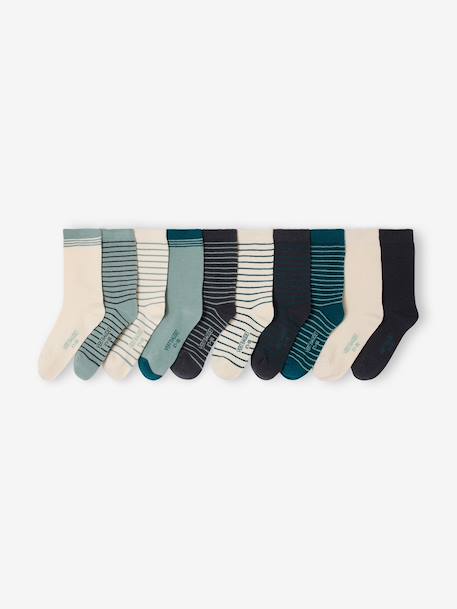 Pack of 10 pairs of boys' socks Basics emerald green - vertbaudet enfant 