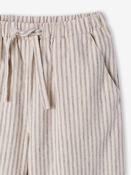 Girl's wide leg fluid trousers striped beige - vertbaudet enfant 