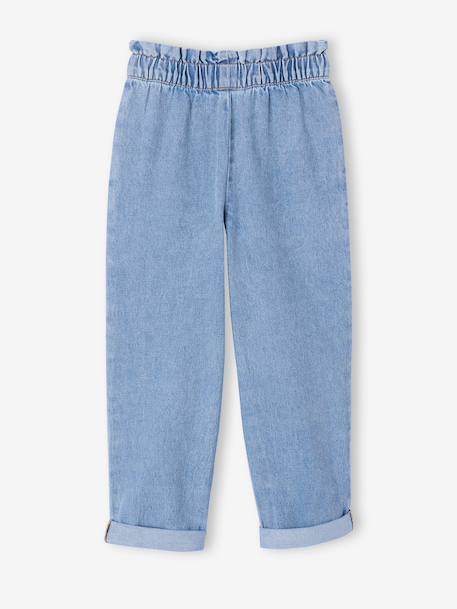 Paperbag denim trouser light blue+medium blue - vertbaudet enfant 