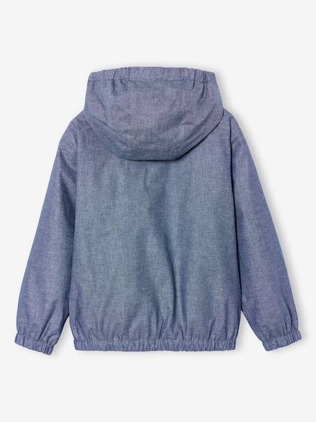 Coupe-vent garçon capuche zippé bleu chambray - vertbaudet enfant 