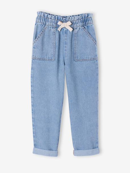 Paperbag denim trouser light blue+medium blue - vertbaudet enfant 