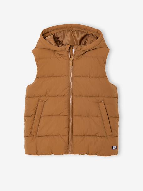 Lightweight Hooded Waistcoat for Boys pecan nut - vertbaudet enfant 