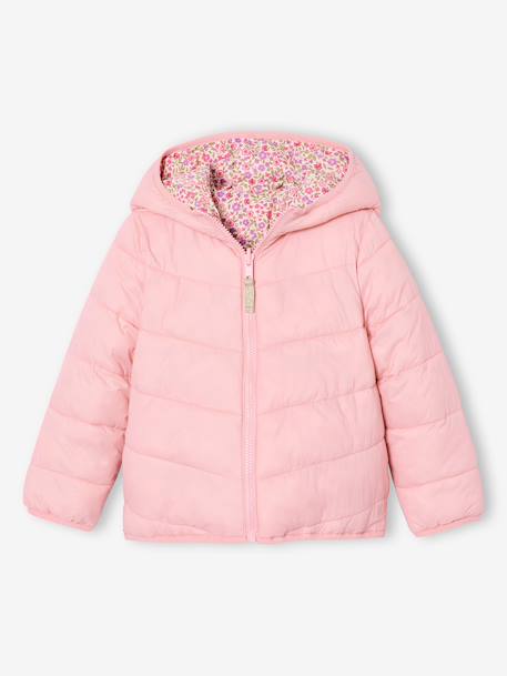 Reversible Lightweight Jacket for Girls anthracite+pale pink - vertbaudet enfant 