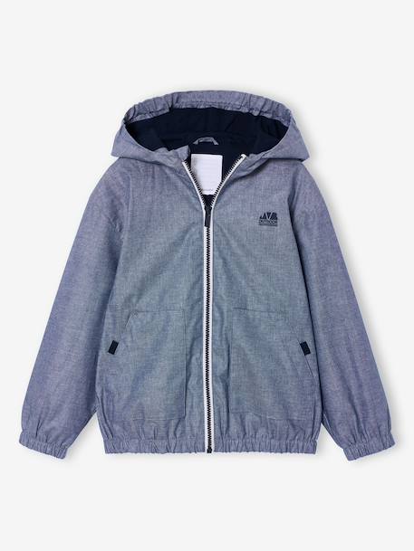 Coupe-vent garçon capuche zippé bleu chambray - vertbaudet enfant 