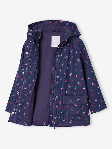 Ciré fille à capuche imprimé marine+multicolore+vanille - vertbaudet enfant 
