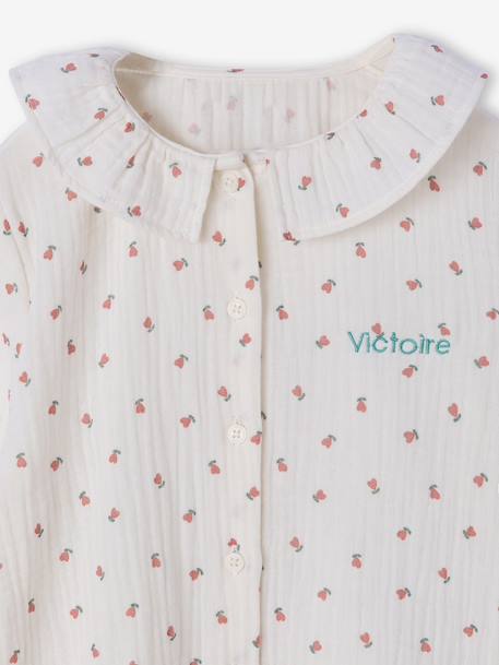 Girls' floral cotton muslin pyjamas ecru - vertbaudet enfant 